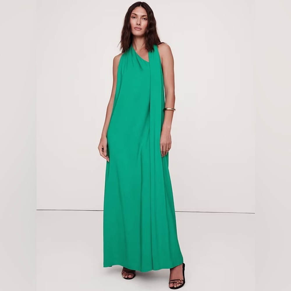 NWT! Banana Republic Emerald Pool Stretch-Crepe Maxi Dress - Size 6